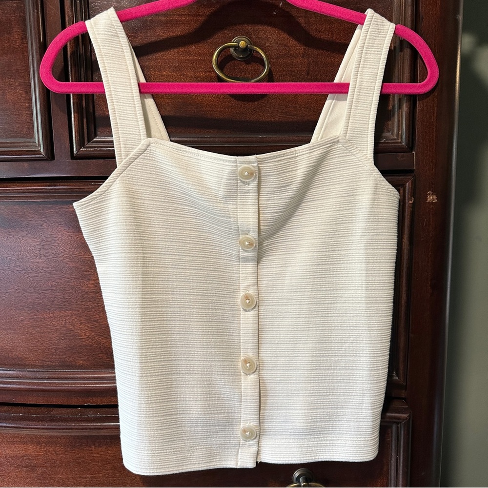 J. Crew Ribbed Button Up Tank Top - Picture 2 of 5